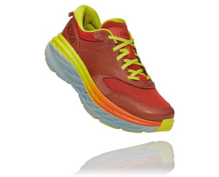 Hoka Bondi Leather Road Homem - Tenis Corrida Estrada Vermelhas | PT-1lMPUPu